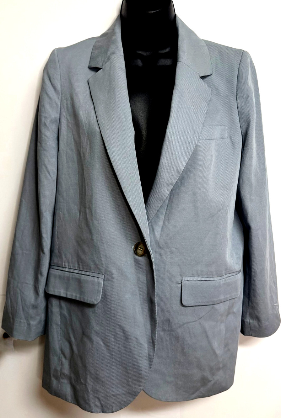 Madewell Blazer Women's Small Light Gray Single Breasted One Button Jacket NEW